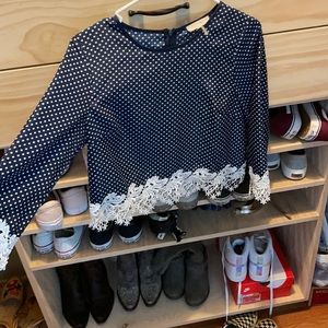 Boutique top, polka dot, lace details
